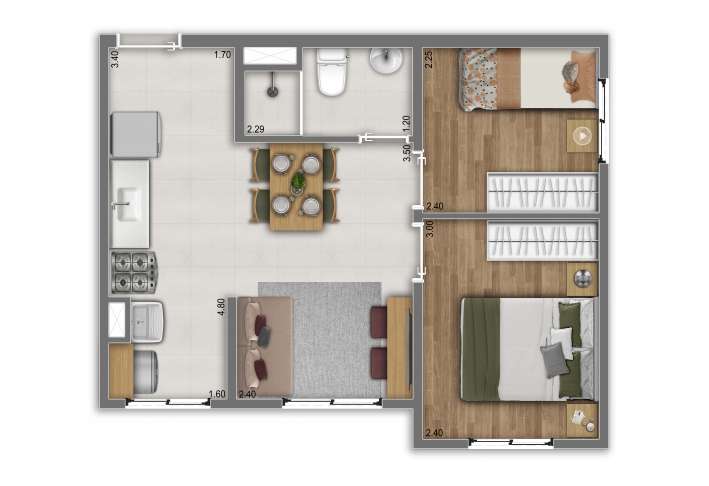 Planta D - 36m² - Apartamento em Itaquera