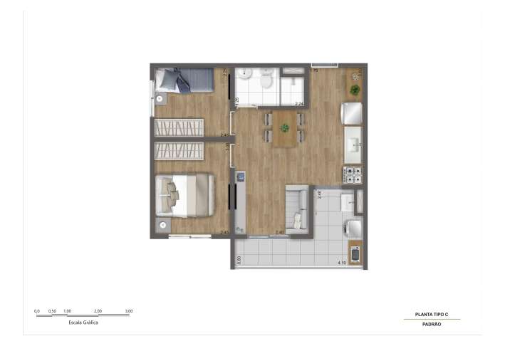 Planta Tipo B - 2 dorms - R00 - Apartamento em Socorro