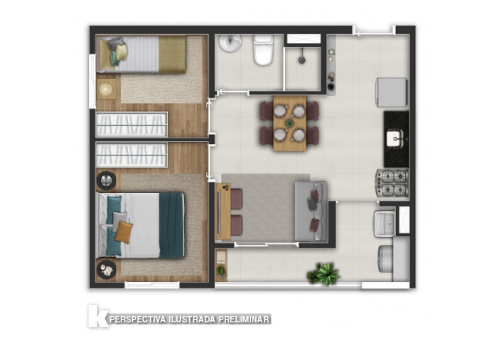 Planta Tipo A - 38m² - Apartamento em Itaquera