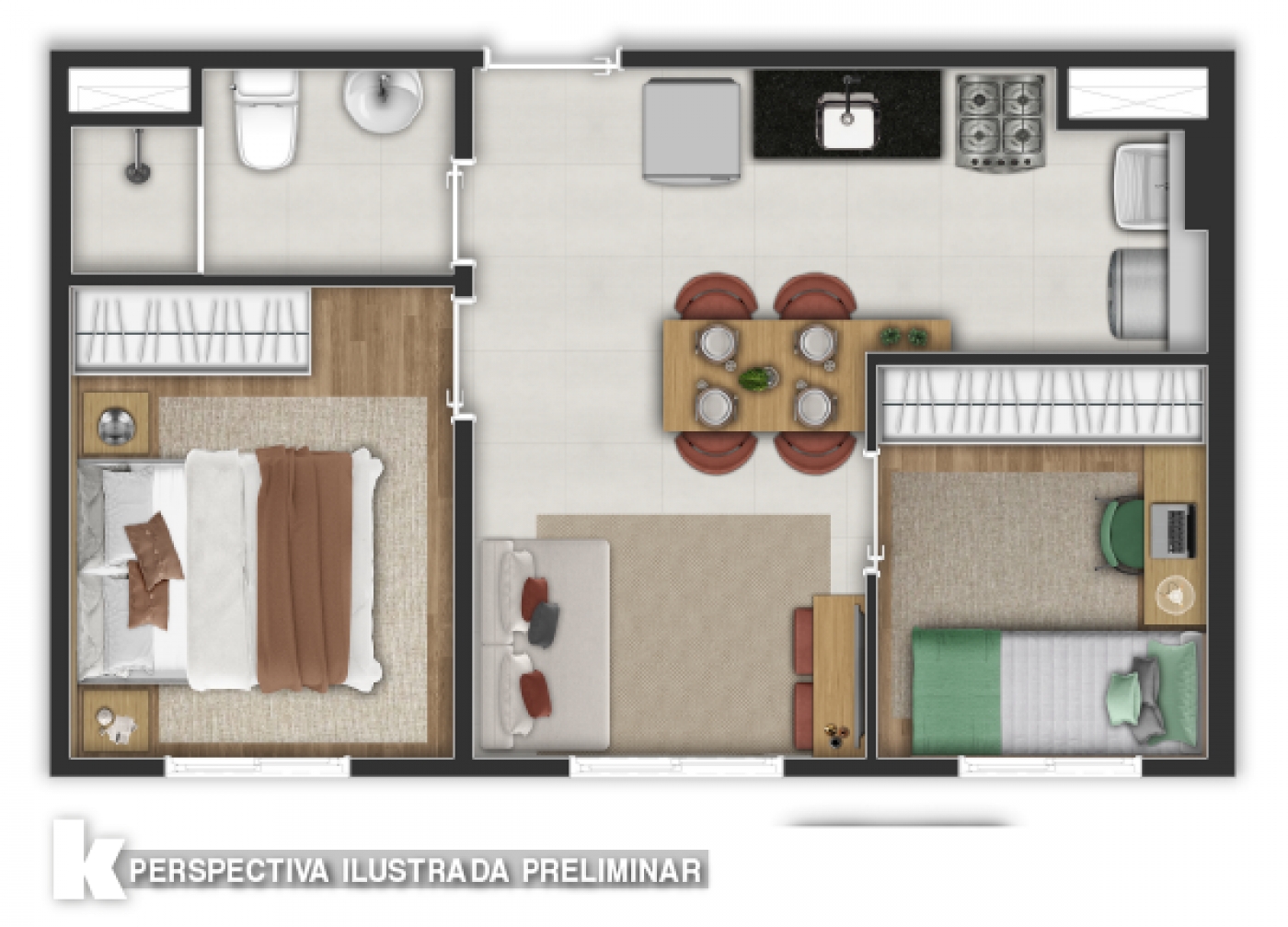 Planta Tipo B - 34m² Arena Kazzas Itaquera 3