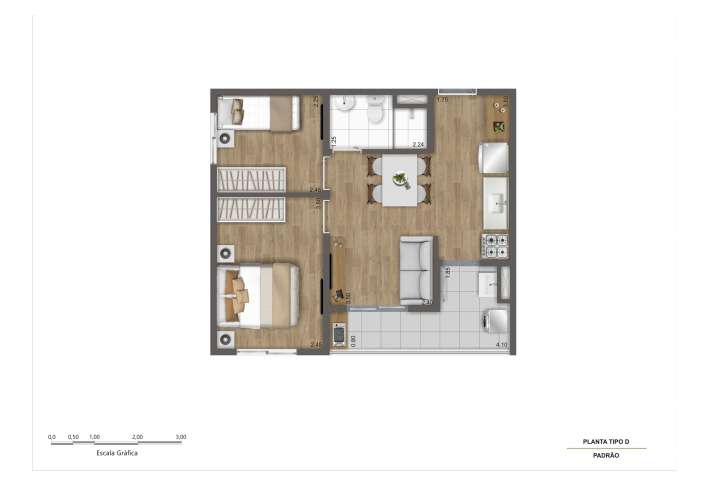 Planta Tipo D - 2 dorms - R02 - Apartamento em Socorro