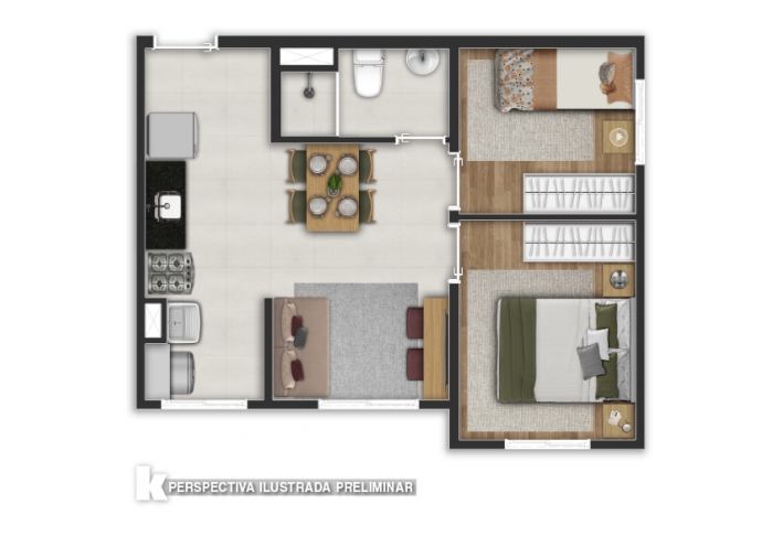 Planta D - 36m² - Apartamento em Itaquera