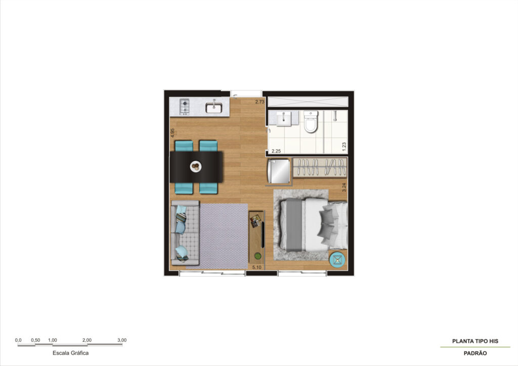 Planta 26m² - Studio - HIS - R02