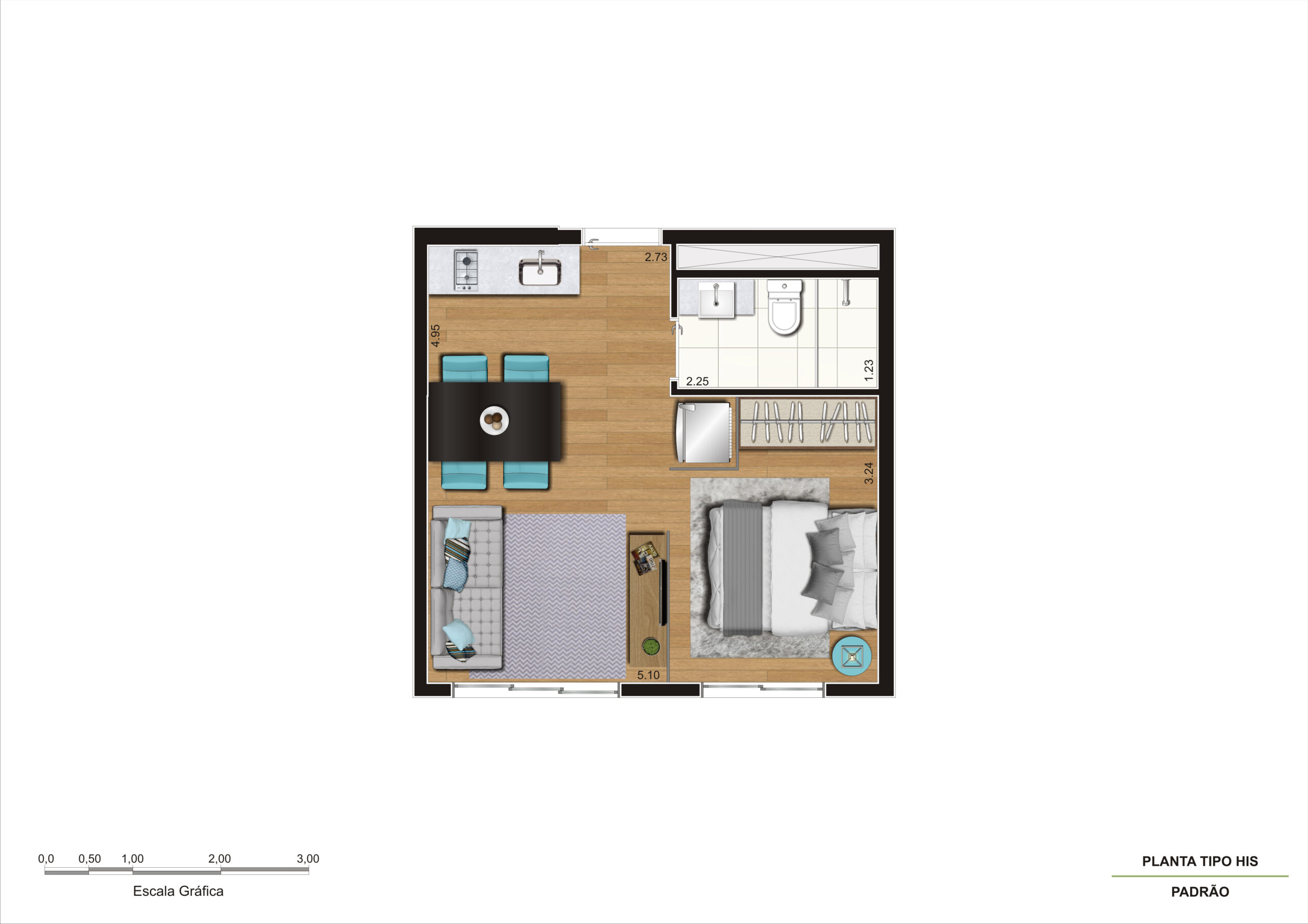Planta 26m² - Studio - HIS - R02