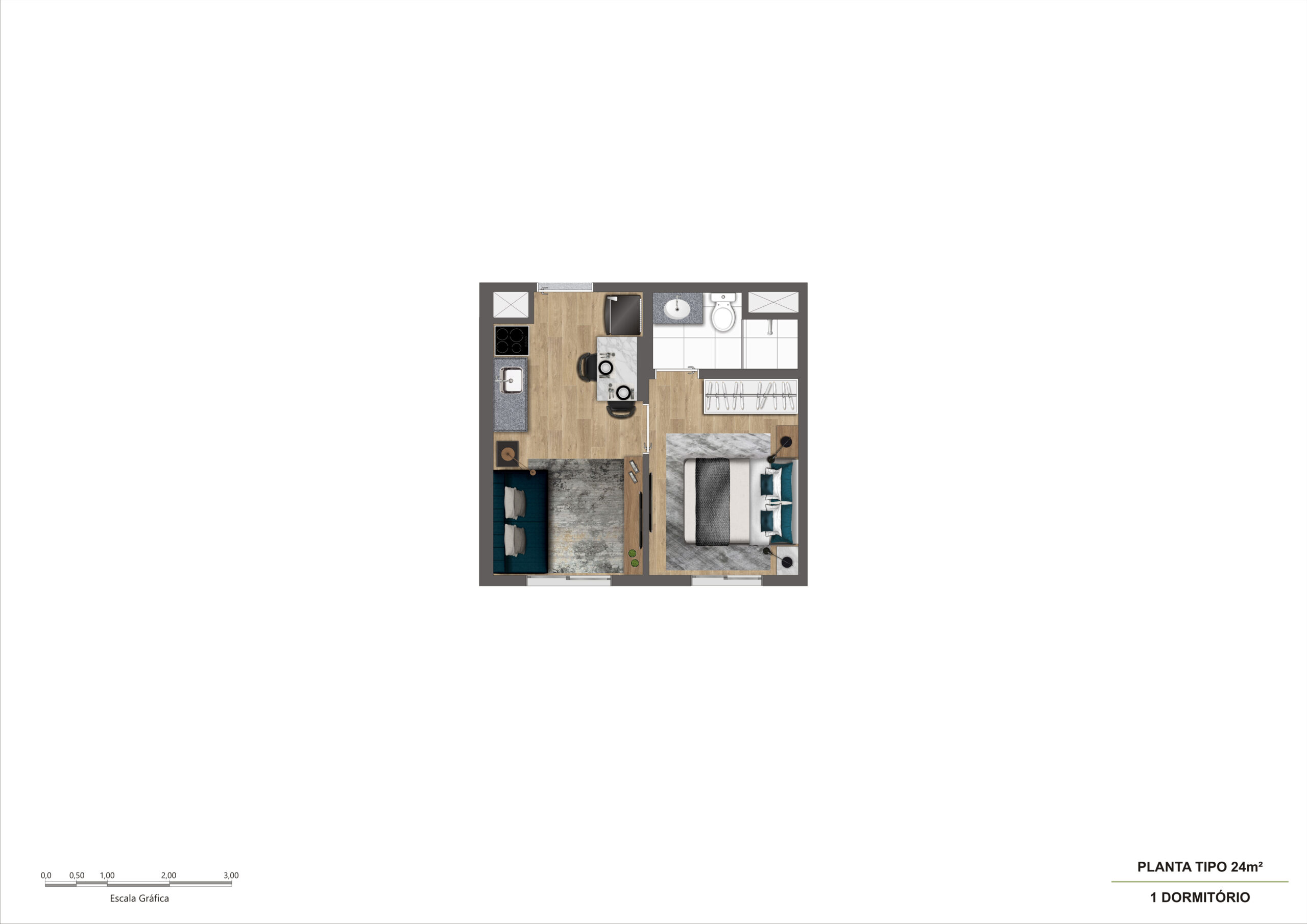 Planta 24m² - 1 Dorm R04