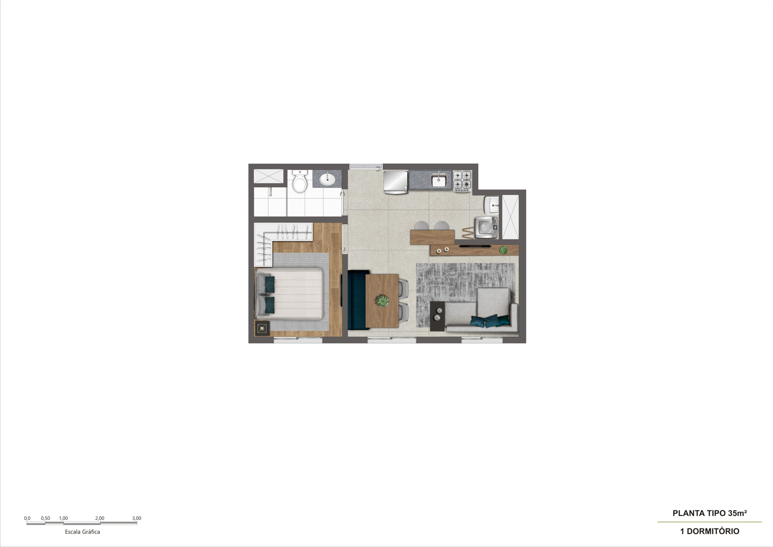Planta 35m² - 1 Dorm R04