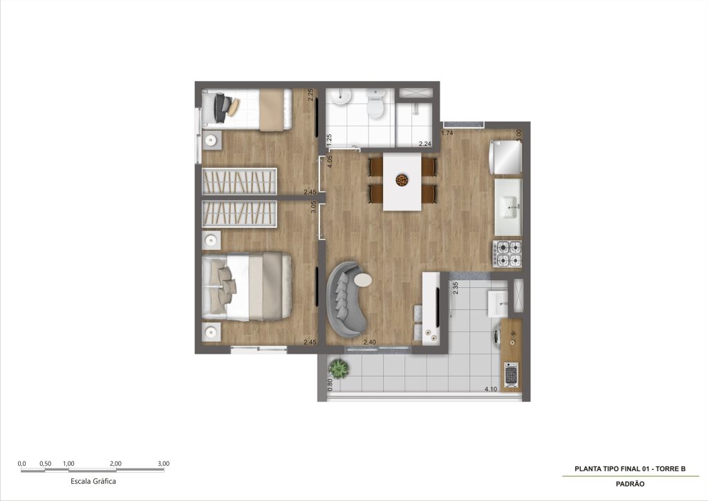 Planta Tipo A - Final 01 - 41m² R04