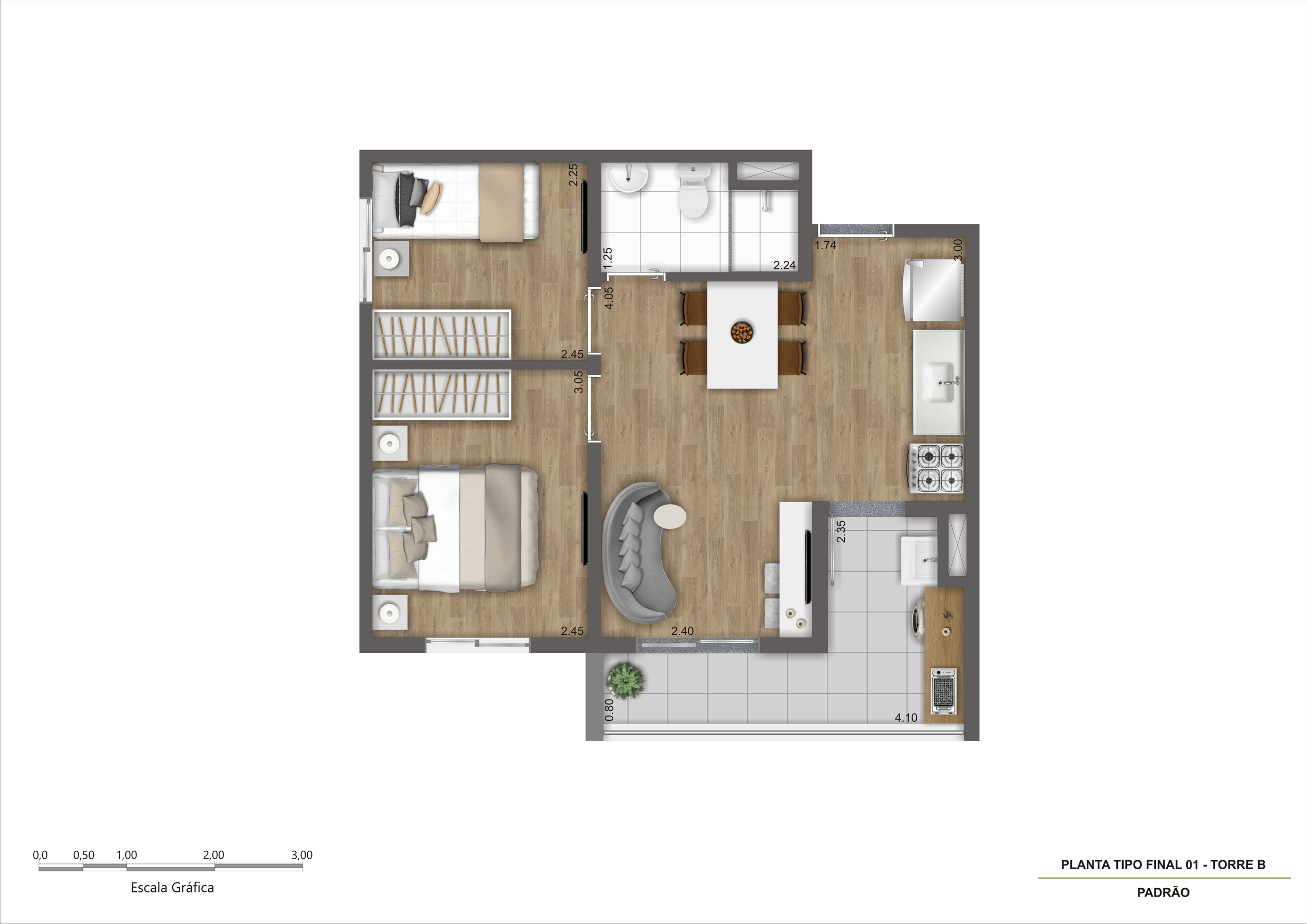 Planta Tipo A - Final 01 - 41m² R04