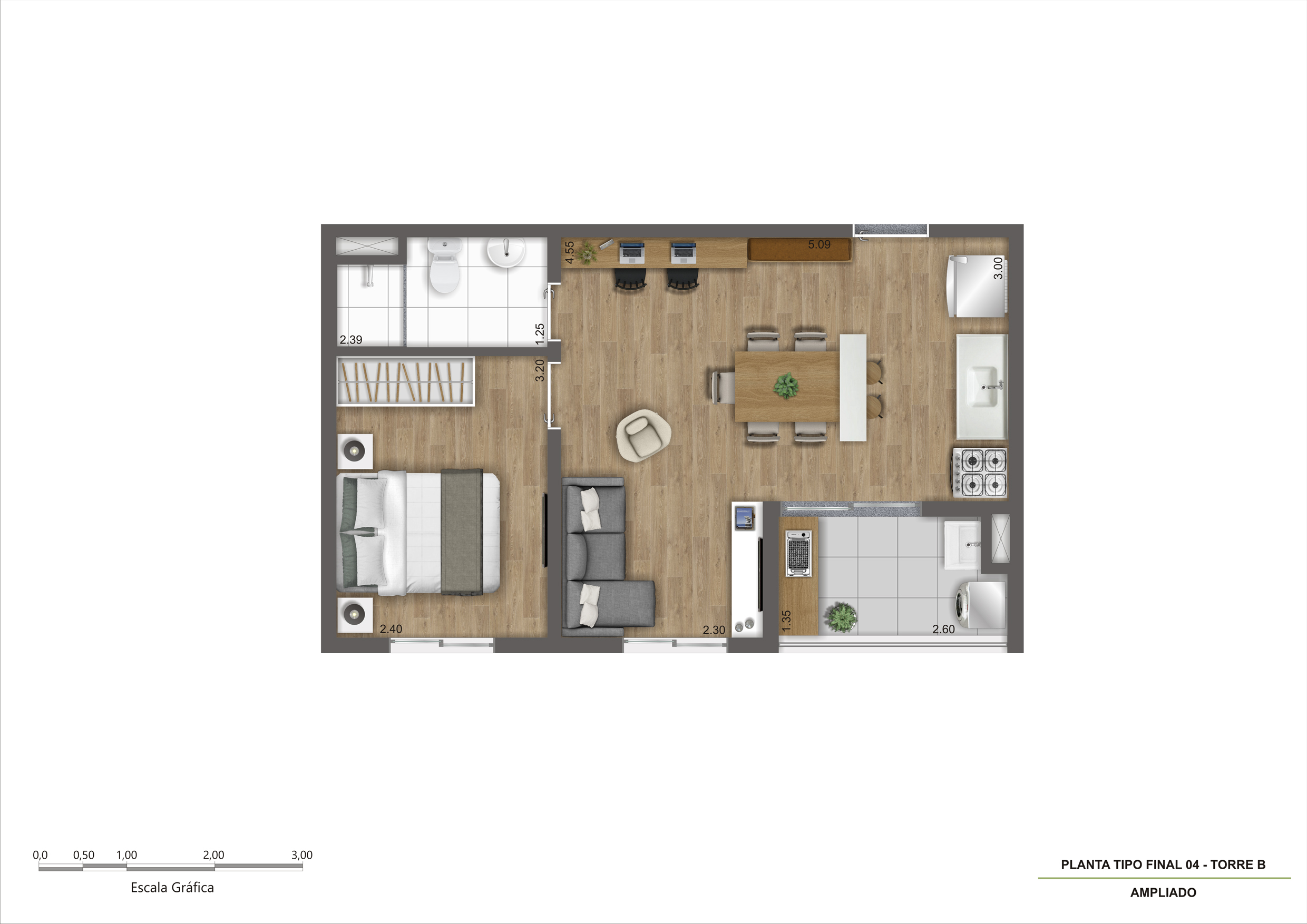 Planta Tipo C - Final 04 - Ampliada - 37m² - R04