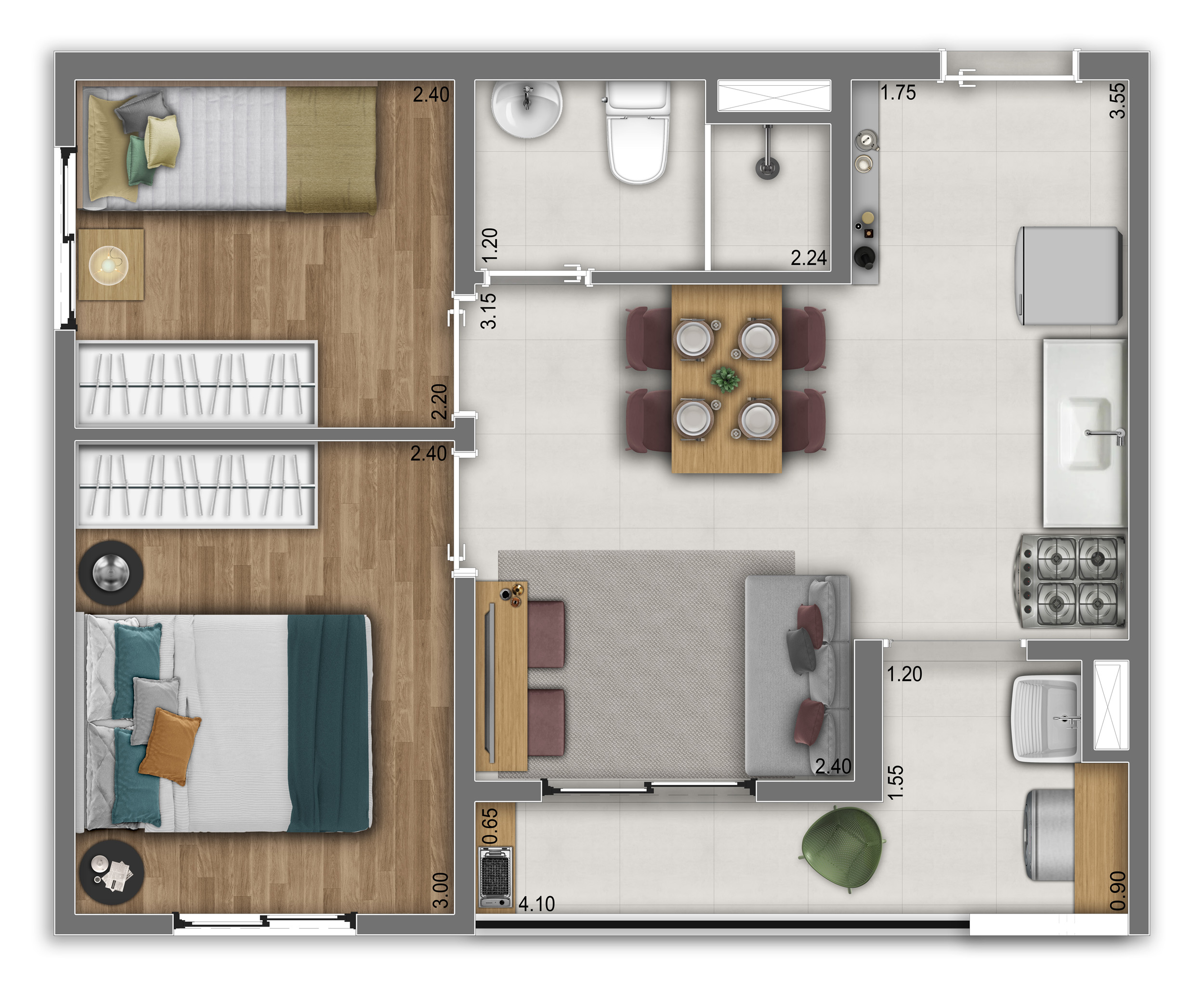 Planta Tipo A 38m²