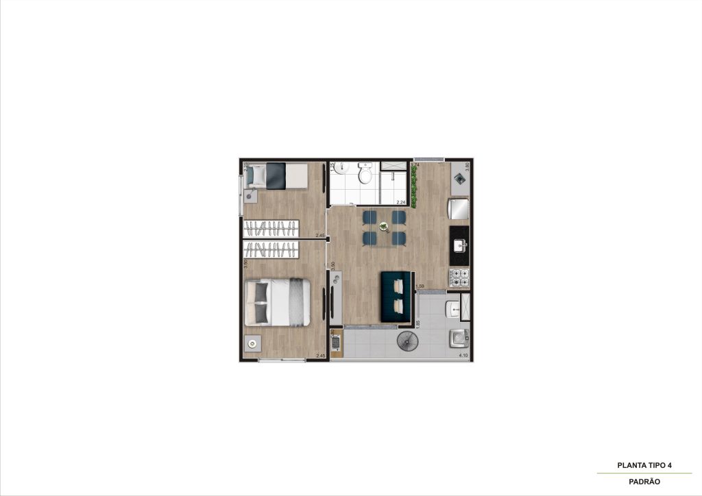 Planta Tipo 4 - 2 Dorm - 42m² R06