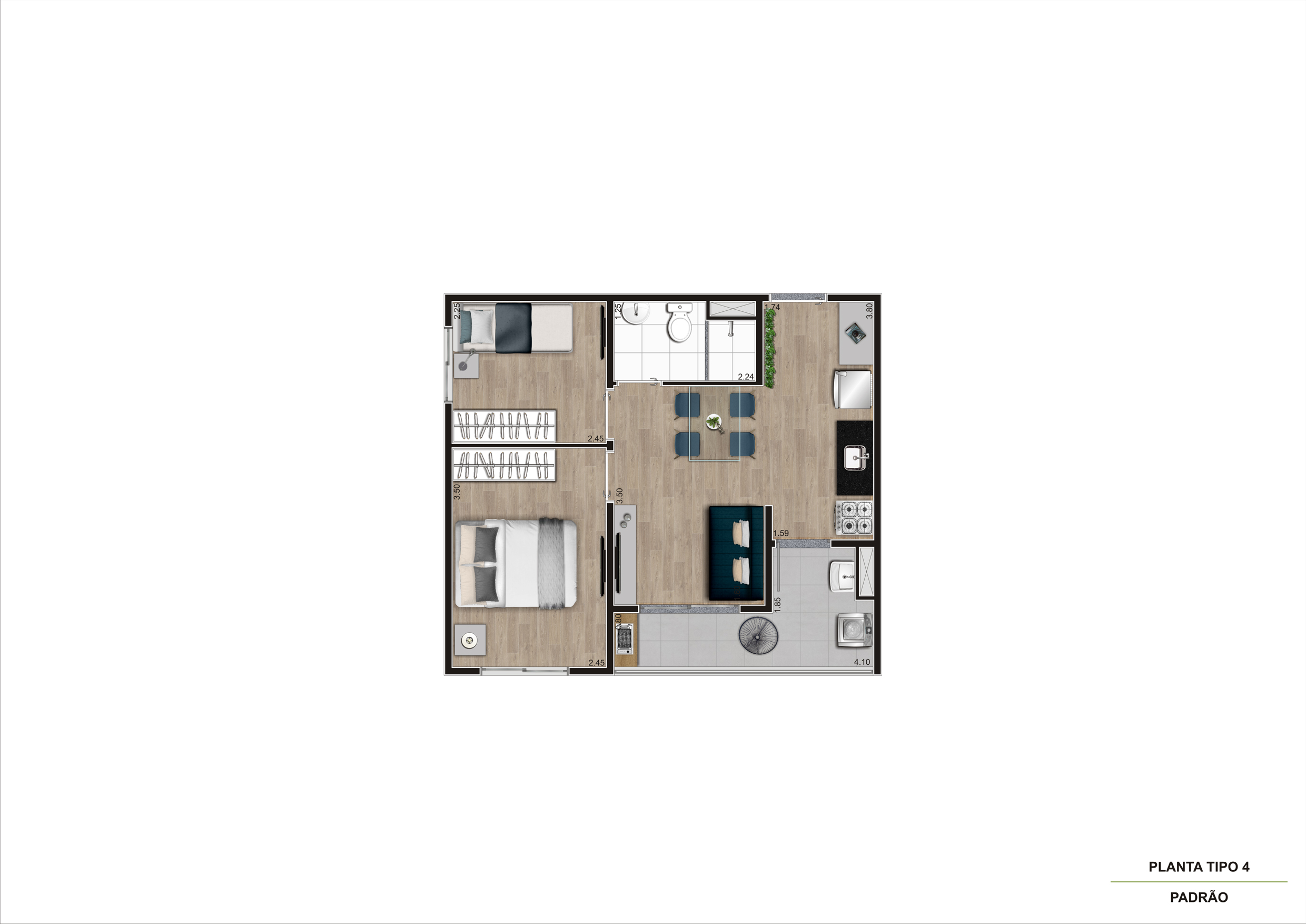 Planta Tipo 4 - 2 Dorm - 42m² R06