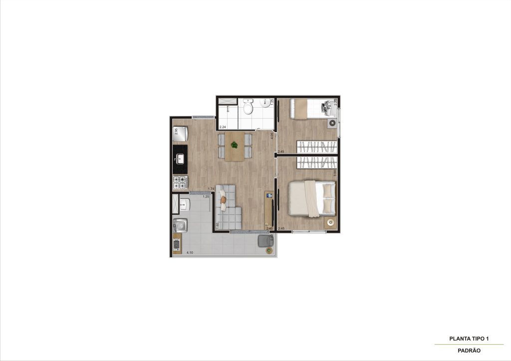 Planta Tipo 1 - 2 Dorm - 41m² R06