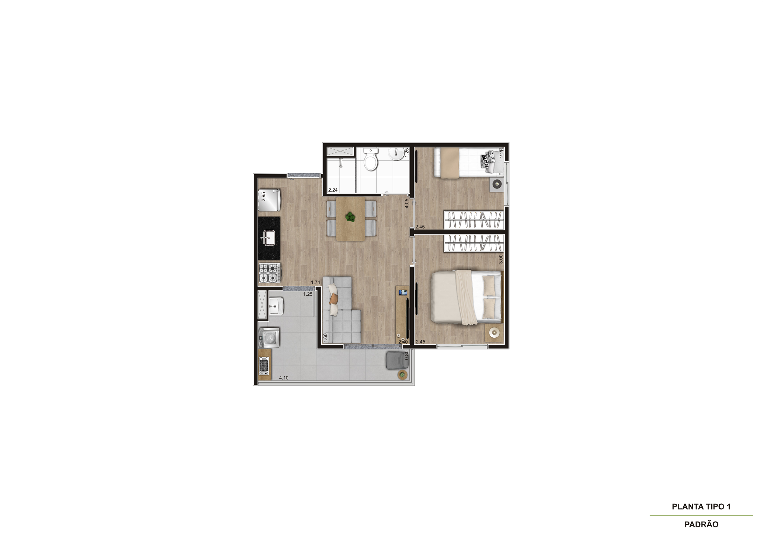 Planta Tipo 1 - 2 Dorm - 41m² R06