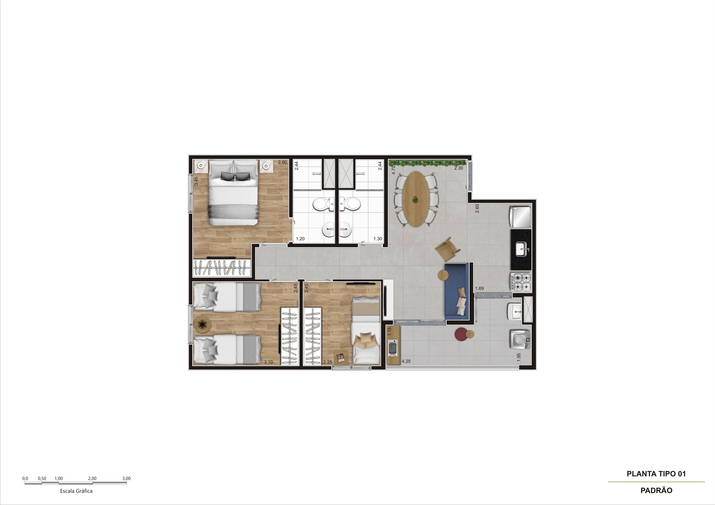 Planta Tipo 01 - R04_60M²