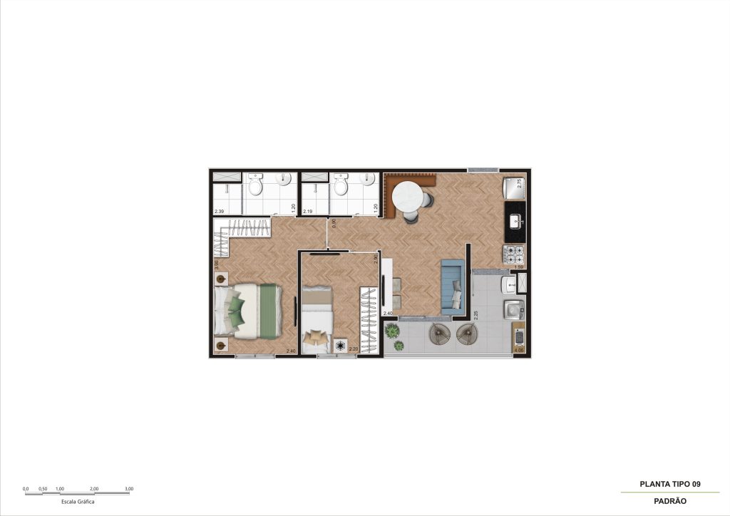Planta Tipo 09 -R04 - 49,16m²