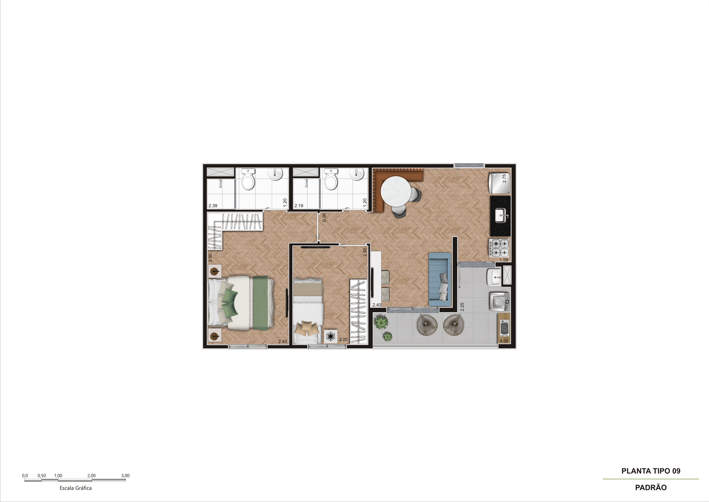 Planta Tipo 09 -R04 - 49,16m²