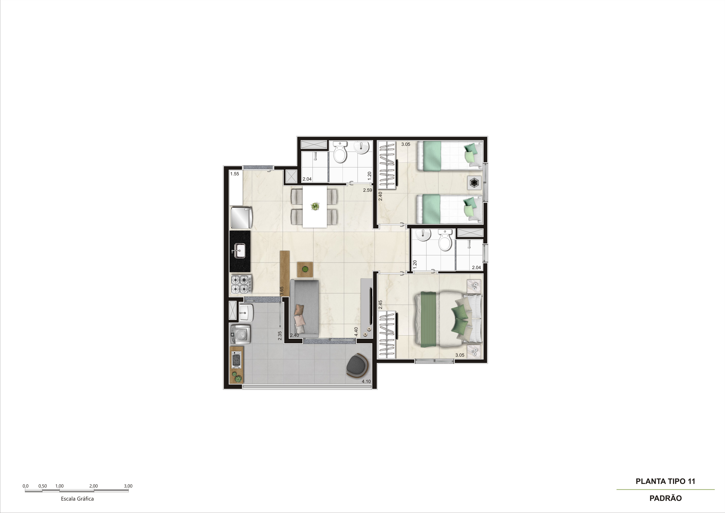 Planta Tipo 11 - R04- 50,53m²