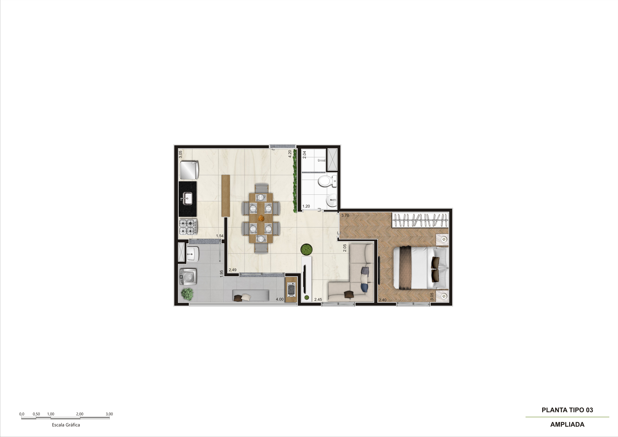 Planta Tipo 03 Ampliada - R02 - 42,15m²