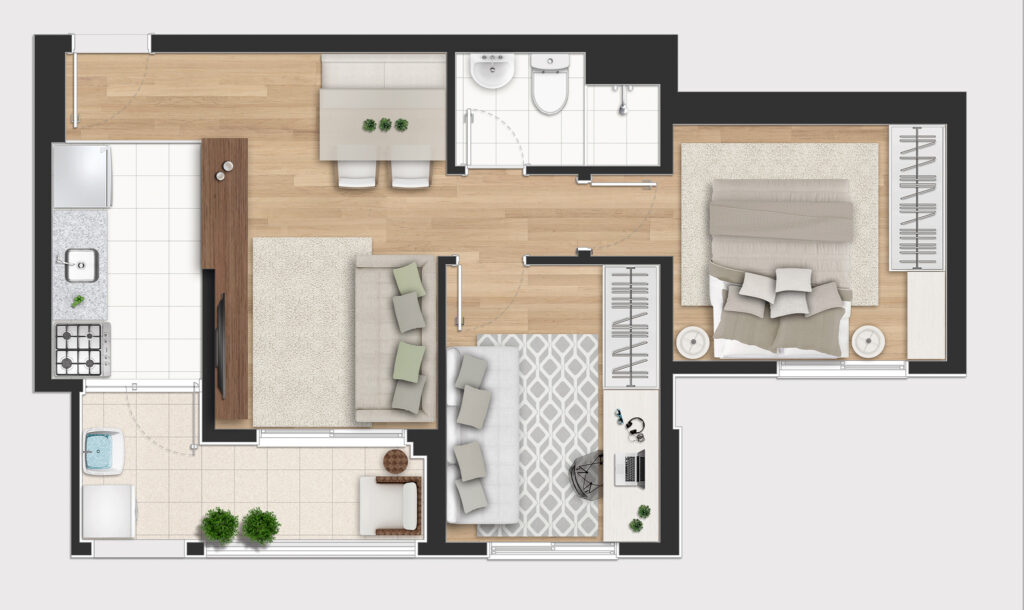 Planta Tipo Final 01 - 48,50m² - 2 Dorm