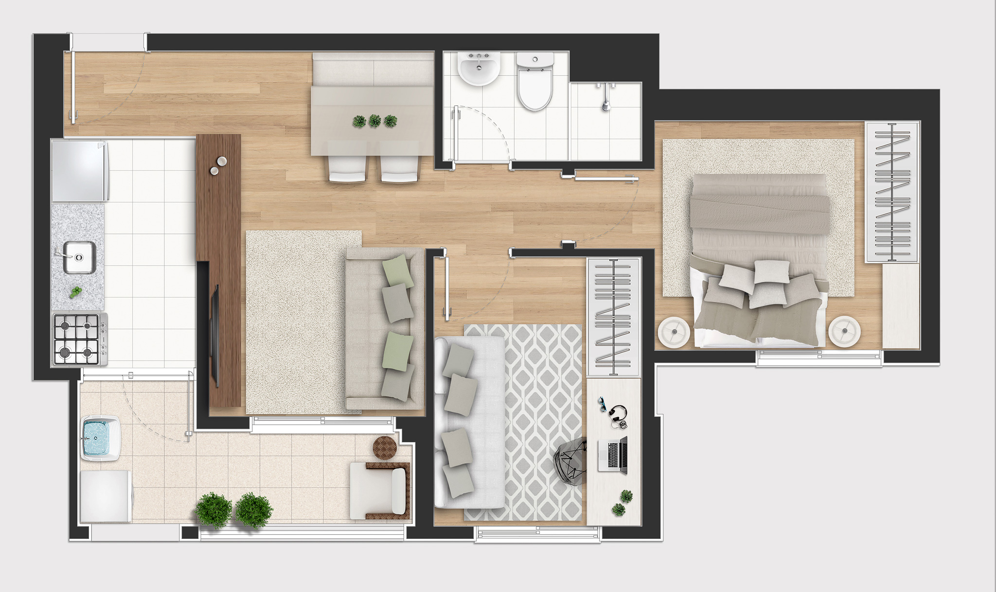 Planta Tipo Final 01 - 48,50m² - 2 Dorm