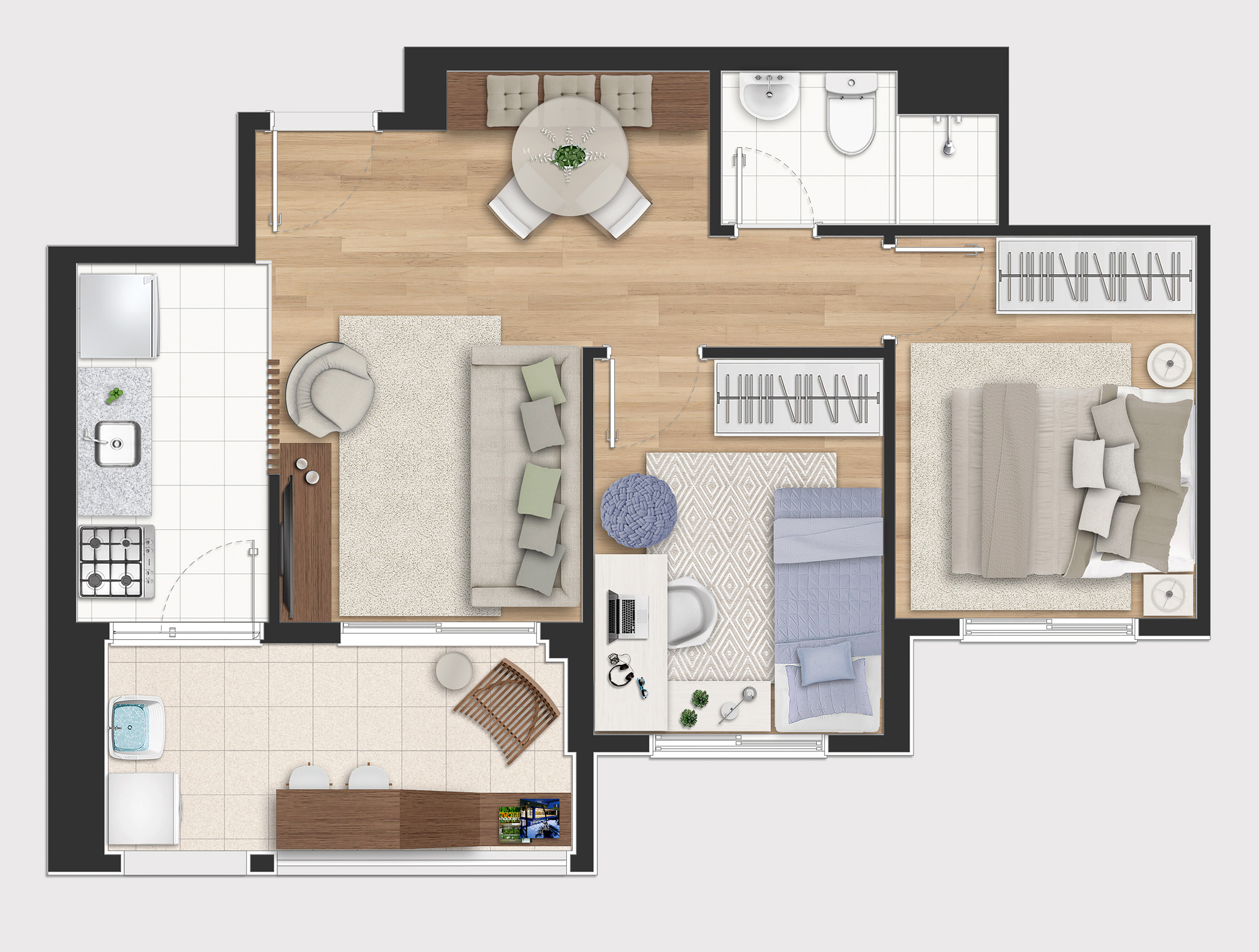 Planta Tipo Final 03 - 49,60m² - 2 Dorm