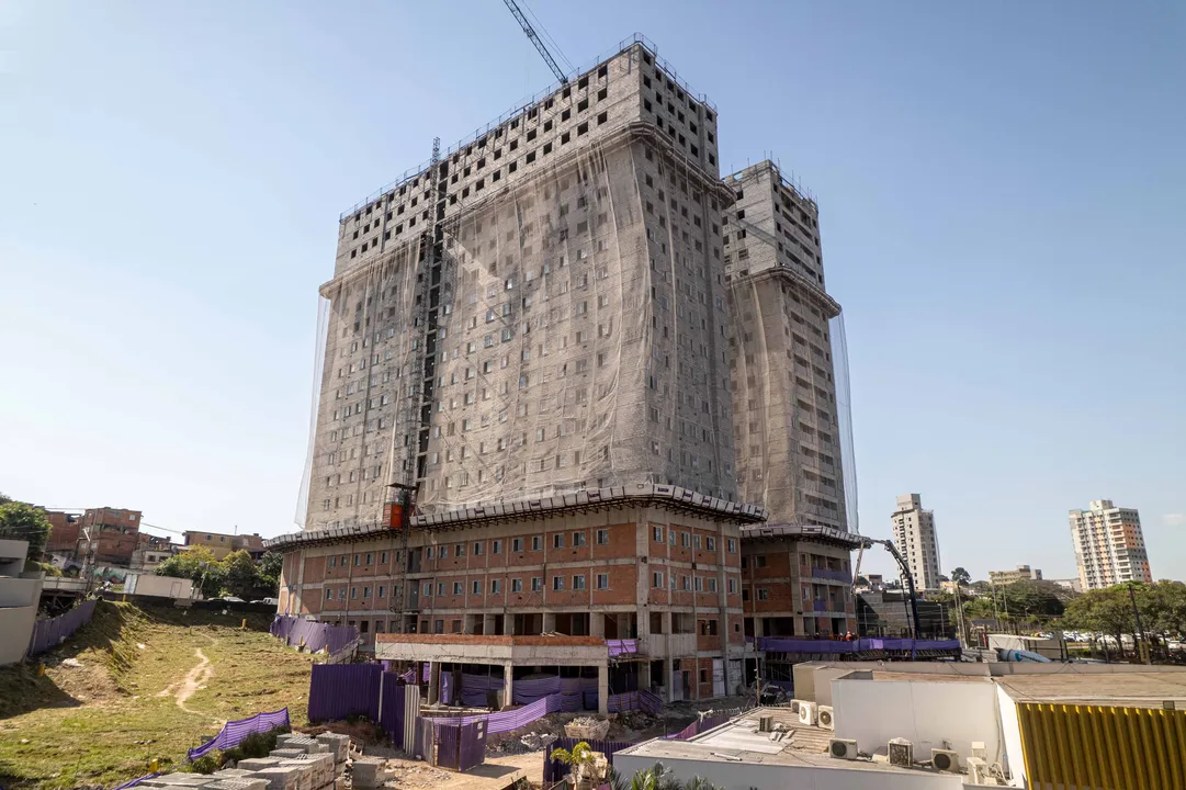 Vista aérea do empreendimento em construção