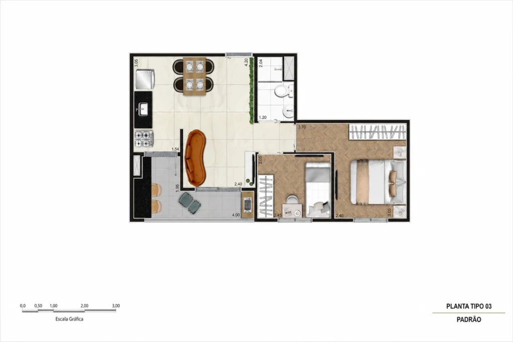 Planta tipo 03 42,15m2