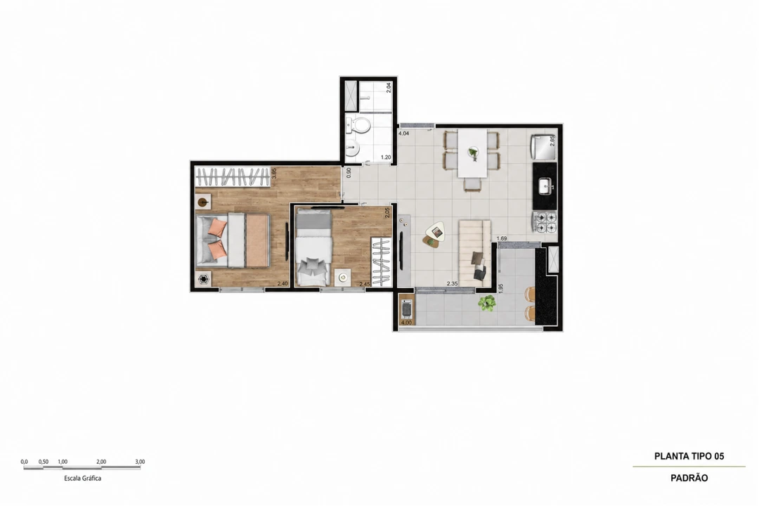 Planta tipo 05 41,38m2