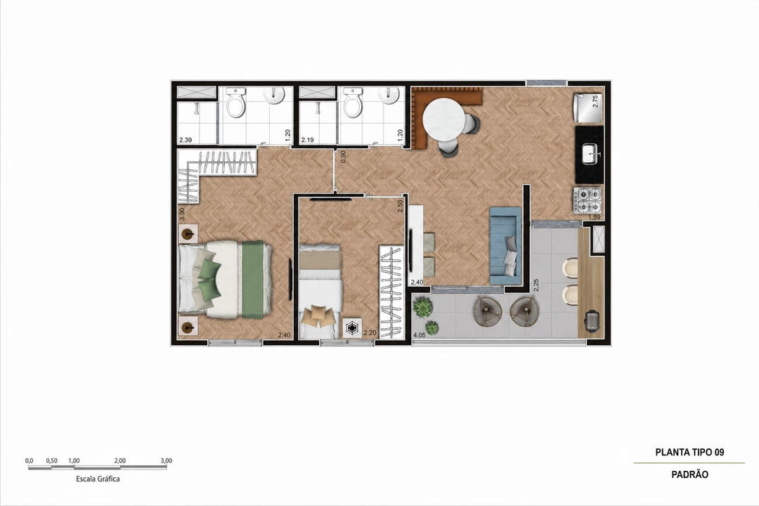Planta tipo 09 49,16m2