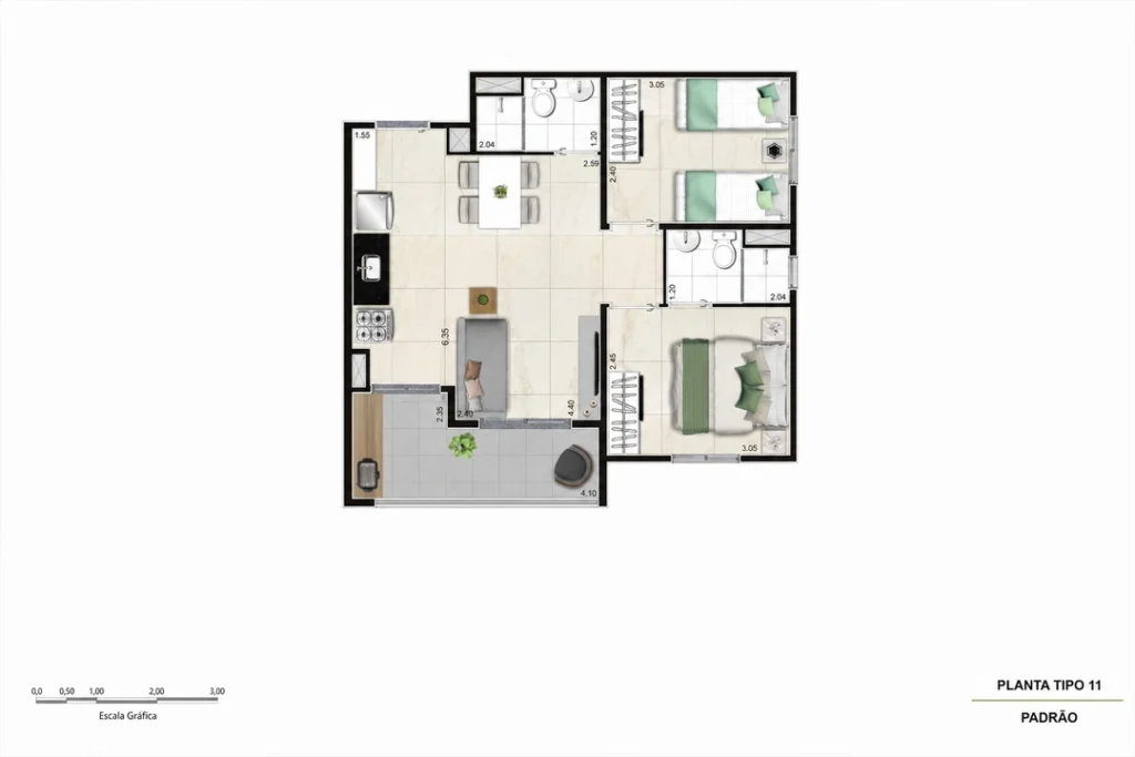 Planta tipo 11 50,53m2