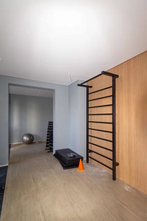 Espaço fitness em fase de acabamento