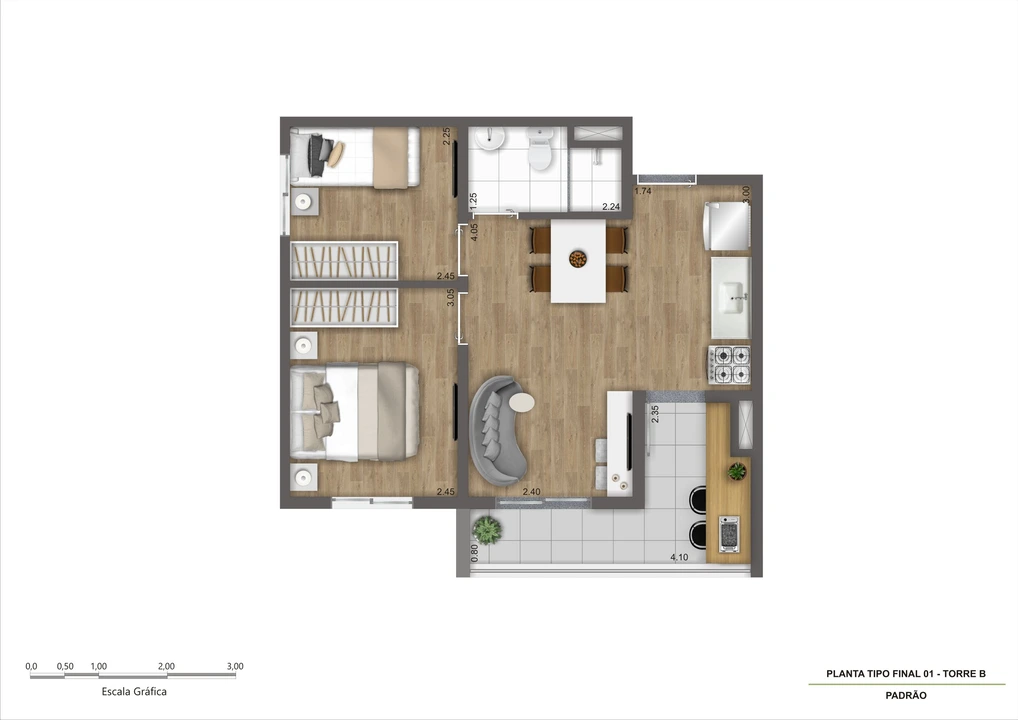 Planta tipo A 41m2