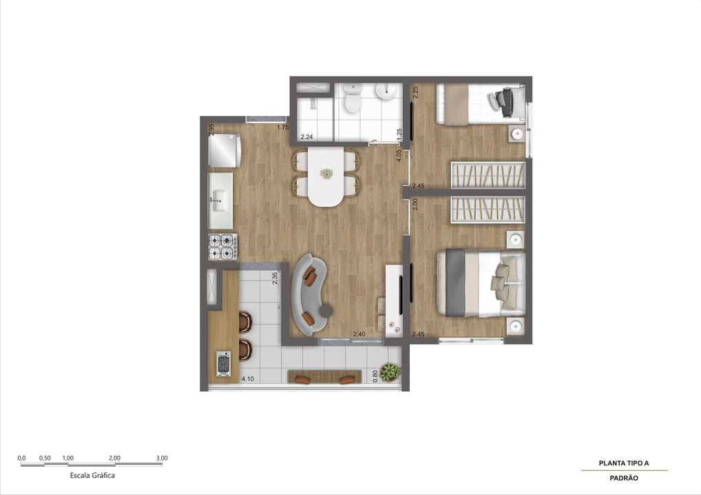 Planta tipo A 41m2