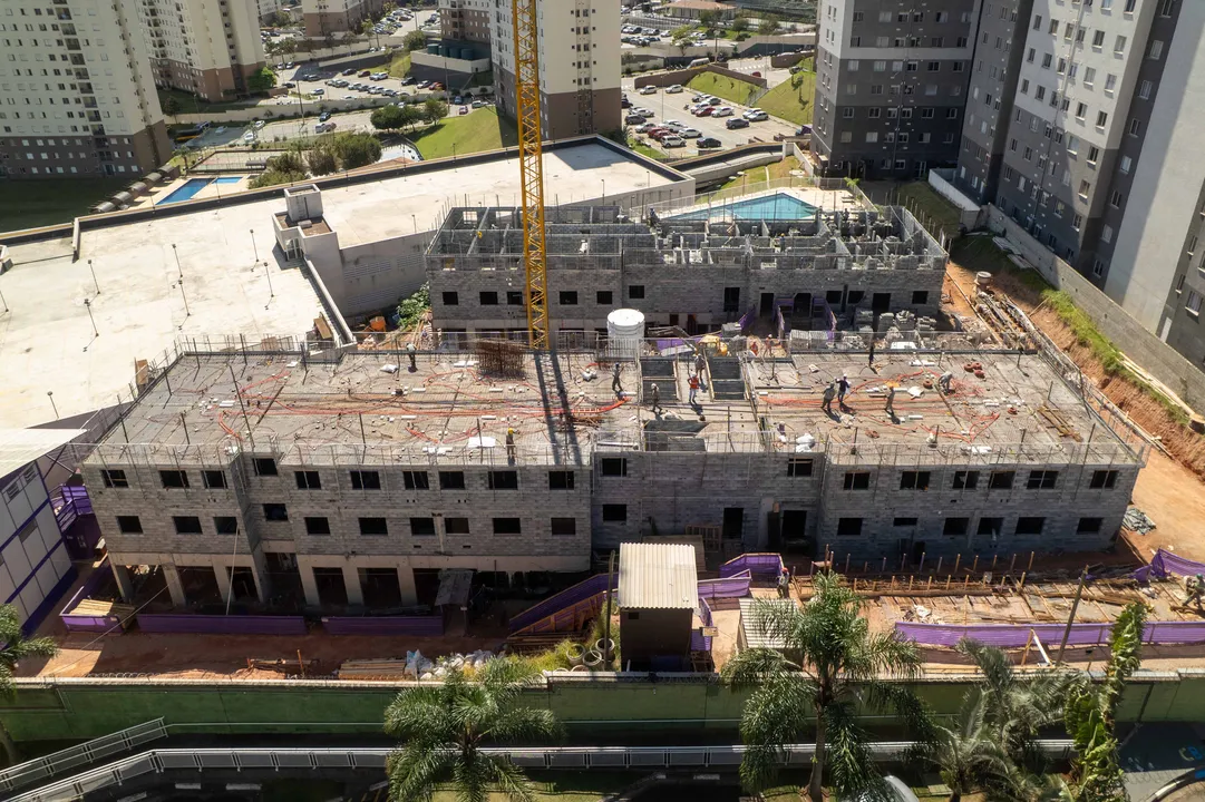 Vista aérea da estrutura em construção