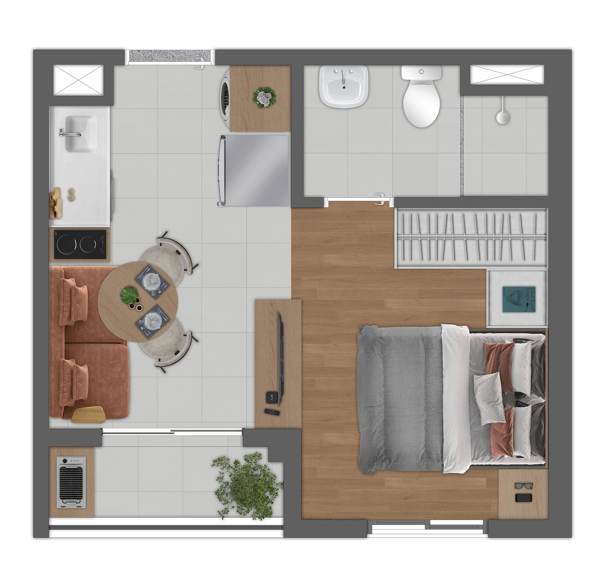 Planta Tipo A - Studio Living Ampliado 24m²