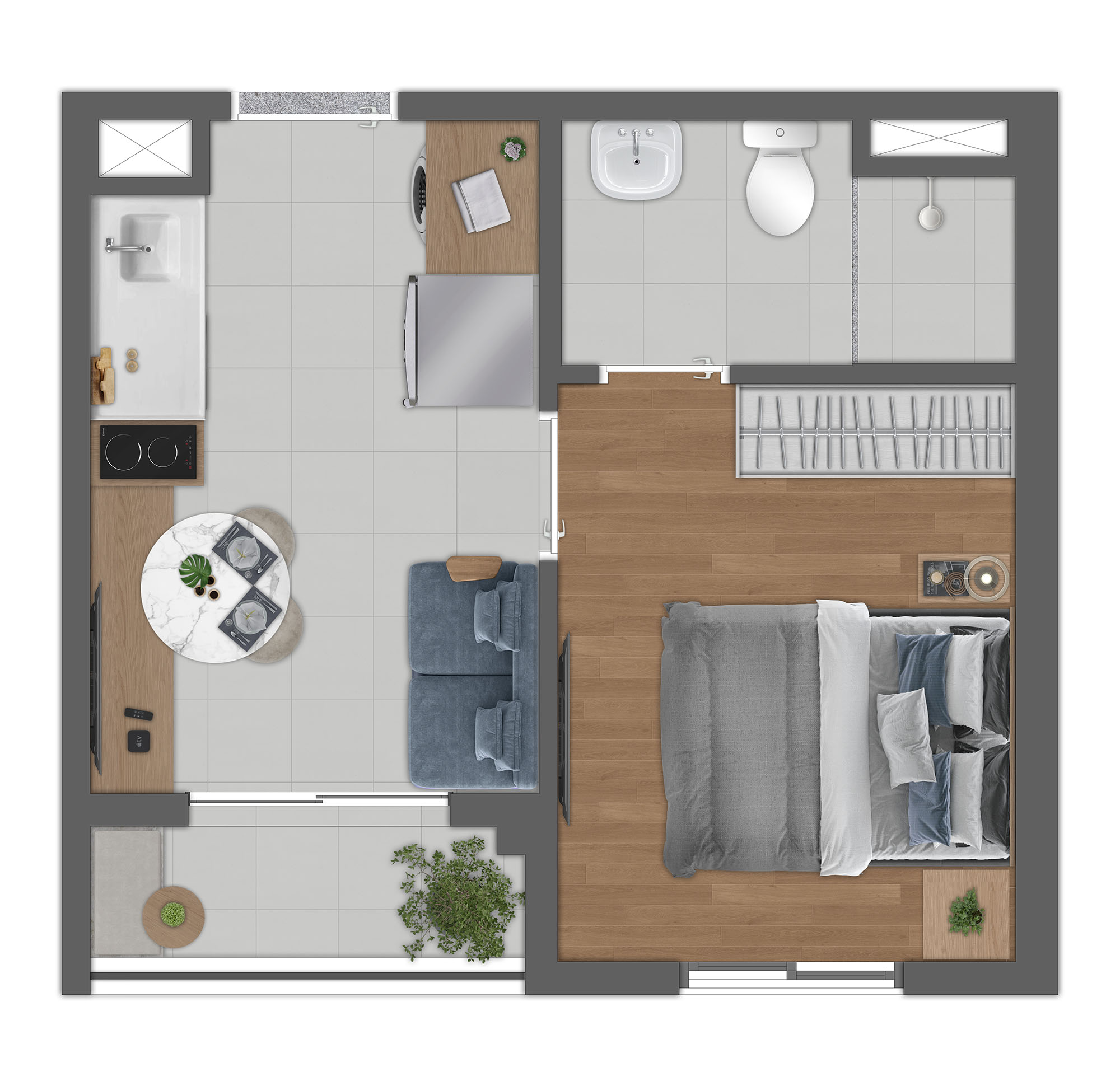 Planta Tipo A - 1 Quarto 24m²