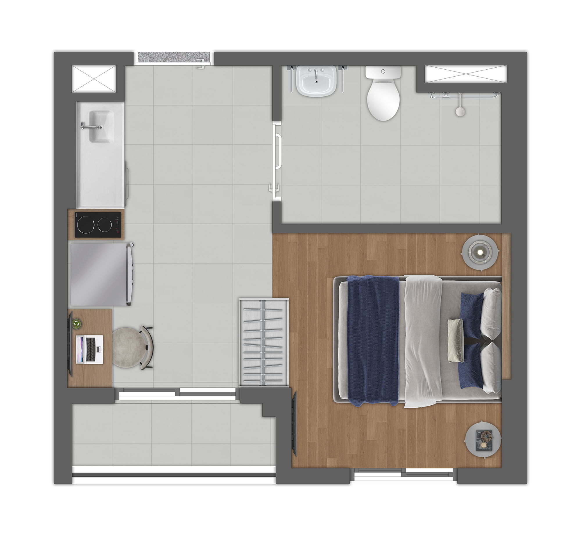 Planta Tipo E - Studio 24m²