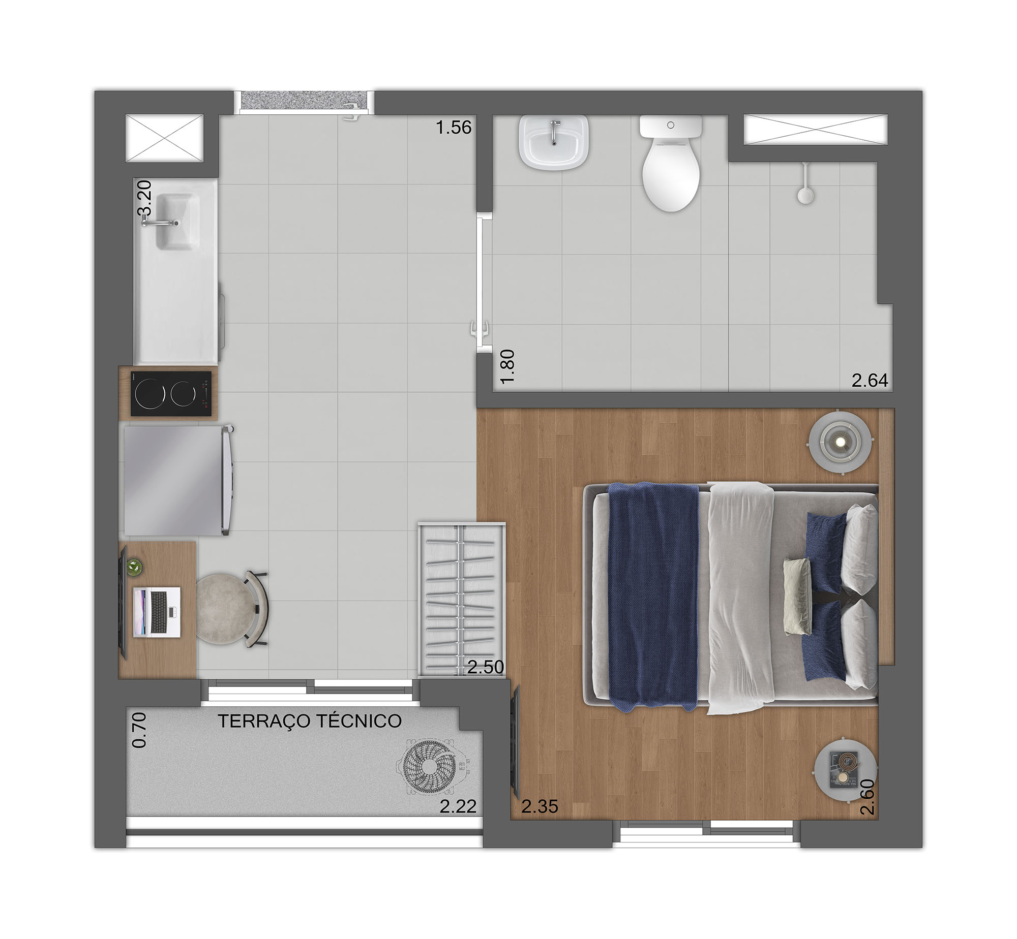 Planta Tipo E - Studio 24m²