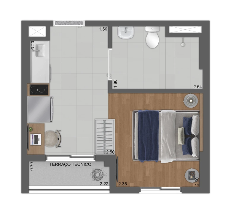 Planta tipo E PCD 24m2
