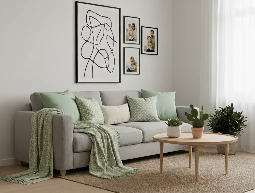 Decoração com paleta de cores neutras e plantinhas