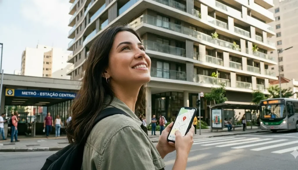 Escolher uma localização estratégica, próxima a transporte público e serviços essenciais, é um dos passos mais importantes na jornada de como comprar meu primeiro apartamento.
